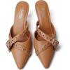 imageMostrin Kitten Mules Heels for Women Pointed Closed Toe Heels Vintage Slip on Stiletto Dressy Pumps ShoesLight Brown
