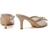imageMostrin Kitten Mules Heels for Women Pointed Closed Toe Heels Vintage Slip on Stiletto Dressy Pumps ShoesNude Mesh
