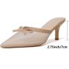 imageMostrin Kitten Mules Heels for Women Pointed Closed Toe Heels Vintage Slip on Stiletto Dressy Pumps ShoesNude Mesh
