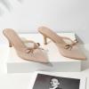 imageMostrin Kitten Mules Heels for Women Pointed Closed Toe Heels Vintage Slip on Stiletto Dressy Pumps ShoesNude Mesh