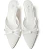 imageMostrin Kitten Mules Heels for Women Pointed Closed Toe Heels Vintage Slip on Stiletto Dressy Pumps ShoesWhite Mesh
