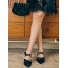 imageMostrin Kitten Mules Heels for Women Studded Heeled Mules Pointed Closed Toe Heels Slip on Stiletto Pumps ShoesBlack