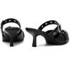 imageMostrin Kitten Mules Heels for Women Studded Heeled Mules Pointed Closed Toe Heels Slip on Stiletto Pumps ShoesBlack