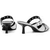 imageMostrin Kitten Mules Heels for Women Studded Heeled Mules Pointed Closed Toe Heels Slip on Stiletto Pumps ShoesSilver