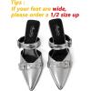 imageMostrin Kitten Mules Heels for Women Studded Heeled Mules Pointed Closed Toe Heels Slip on Stiletto Pumps ShoesSilver