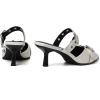 imageMostrin Kitten Mules Heels for Women Studded Heeled Mules Pointed Closed Toe Heels Slip on Stiletto Pumps ShoesWhite