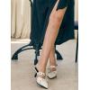 imageMostrin Kitten Mules Heels for Women Studded Heeled Mules Pointed Closed Toe Heels Slip on Stiletto Pumps ShoesWhite