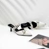 imageMostrin Kitten Mules Heels for Women Studded Heeled Mules Pointed Closed Toe Heels Slip on Stiletto Pumps ShoesWhite