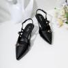imageMostrin Slingback Kitten Heels for Women Low Heel Closed Pointed Toe Pumps Buckle Strap Dress Shoes for Daily Working WeddingBlack 02