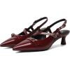 imageMostrin Slingback Kitten Heels for Women Low Heel Closed Pointed Toe Pumps Buckle Strap Dress Shoes for Daily Working WeddingBurgundy 02