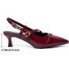 imageMostrin Slingback Kitten Heels for Women Low Heel Closed Pointed Toe Pumps Buckle Strap Dress Shoes for Daily Working WeddingBurgundy 02