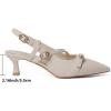 imageMostrin Slingback Kitten Heels for Women Low Heel Closed Pointed Toe Pumps Buckle Strap Dress Shoes for Daily Working WeddingCream 02
