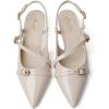 imageMostrin Slingback Kitten Heels for Women Low Heel Closed Pointed Toe Pumps Buckle Strap Dress Shoes for Daily Working WeddingCream 02