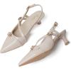 imageMostrin Slingback Kitten Heels for Women Low Heel Closed Pointed Toe Pumps Buckle Strap Dress Shoes for Daily Working WeddingCream 02