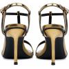 imageMostrin Strappy Heels for Women Round Open Toe Lace Up Heeled Sandals Ankle T Strap Stiletto High Heels Dress ShoesGold