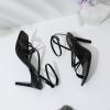 imageMostrin Strappy Heels for Women Square Open Toe Lace Up Heeled Sandals Ankle Strap Sexy Stiletto High Heels for Party Prom Dating WeddingBlack Pu