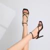 imageMostrin Strappy Heels for Women Square Open Toe Lace Up Heeled Sandals Ankle Strap Sexy Stiletto High Heels for Party Prom Dating WeddingBlack Pu