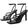 imageMostrin Strappy Heels for Women Square Open Toe Lace Up Heeled Sandals Ankle Strap Sexy Stiletto High Heels for Party Prom Dating WeddingBlack Pu