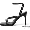 imageMostrin Strappy Heels for Women Square Open Toe Lace Up Heeled Sandals Ankle Strap Sexy Stiletto High Heels for Party Prom Dating WeddingBlack Pu