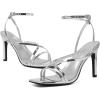 imageMostrin Strappy Heels for Women Square Open Toe Lace Up Heeled Sandals Ankle Strap Sexy Stiletto High Heels for Party Prom Dating WeddingSilver