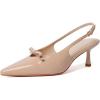 imageMostrin Kitten Heels for Women Pointed Closed Toe Stilettos Slingback Low Heel Bow Pumps Dress Shoes for Daily Party WeddingNude