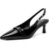 imageMostrin Kitten Heels for Women Slingback Low Heels Pointed Closed Toe Pumps with Buckle Womens Pumps ShoesBlack