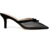 imageMostrin Kitten Mules Heels for Women Pointed Closed Toe Heels Vintage Slip on Stiletto Dressy Pumps ShoesBlack Mesh