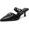 imageMostrin Kitten Mules Heels for Women Studded Heeled Mules Pointed Closed Toe Heels Slip on Stiletto Pumps ShoesBlack