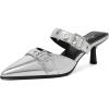 imageMostrin Kitten Mules Heels for Women Studded Heeled Mules Pointed Closed Toe Heels Slip on Stiletto Pumps ShoesSilver