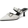 imageMostrin Kitten Mules Heels for Women Studded Heeled Mules Pointed Closed Toe Heels Slip on Stiletto Pumps ShoesWhite