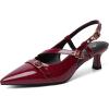 imageMostrin Slingback Kitten Heels for Women Low Heel Closed Pointed Toe Pumps Buckle Strap Dress Shoes for Daily Working WeddingBurgundy 02