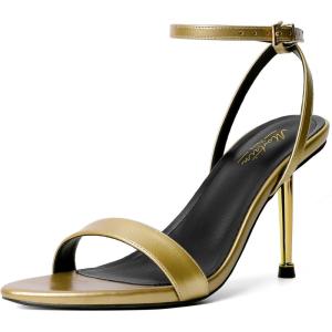 imageMostrin Heels for Women Strappy Lace Up Ankle Strap Heels Pointed Open Toe Stiletto High Heeled Sandals for Prom Party DailyLh08gold