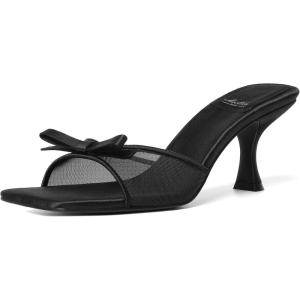 imageMostrin Kitten Heels for Women Round Toe Heels With Bow Vintage Mules Sexy Slip on Stiletto Backless Sandals for Party DailyBlack03