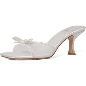 imageMostrin Kitten Heels for Women Round Toe Heels With Bow Vintage Mules Sexy Slip on Stiletto Backless Sandals for Party DailyWhite03