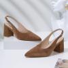 imageMostrin Block Slingback Heels for Women Pointed Closed Toe Chunky Heels Office Work Shoes Womens Pumps for Business CasualBrown Suede