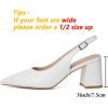 imageMostrin Block Slingback Heels for Women Pointed Closed Toe Chunky Heels Office Work Shoes Womens Pumps for Business CasualWhite