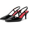 imageMostrin Slingback Kitten Heels for Women Mid Heel Leather Pumps Closed Pointed Toe Stiletto 3 Inch Dress Shoes for Wedding Party Work OfficeBlack