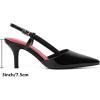 imageMostrin Slingback Kitten Heels for Women Mid Heel Leather Pumps Closed Pointed Toe Stiletto 3 Inch Dress Shoes for Wedding Party Work OfficeBlack