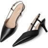 imageMostrin Slingback Kitten Heels for Women Mid Heel Leather Pumps Closed Pointed Toe Stiletto 3 Inch Dress Shoes for Wedding Party Work OfficeBlack Pu