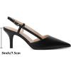 imageMostrin Slingback Kitten Heels for Women Mid Heel Leather Pumps Closed Pointed Toe Stiletto 3 Inch Dress Shoes for Wedding Party Work OfficeBlack Pu