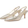 imageMostrin Slingback Kitten Heels for Women Mid Heel Leather Pumps Closed Pointed Toe Stiletto 3 Inch Dress Shoes for Wedding Party Work OfficeGold
