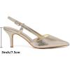 imageMostrin Slingback Kitten Heels for Women Mid Heel Leather Pumps Closed Pointed Toe Stiletto 3 Inch Dress Shoes for Wedding Party Work OfficeGold