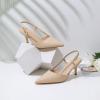 imageMostrin Slingback Kitten Heels for Women Mid Heel Leather Pumps Closed Pointed Toe Stiletto 3 Inch Dress Shoes for Wedding Party Work OfficeNude
