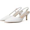 imageMostrin Slingback Kitten Heels for Women Mid Heel Leather Pumps Closed Pointed Toe Stiletto 3 Inch Dress Shoes for Wedding Party Work OfficeWhite