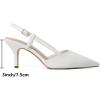 imageMostrin Slingback Kitten Heels for Women Mid Heel Leather Pumps Closed Pointed Toe Stiletto 3 Inch Dress Shoes for Wedding Party Work OfficeWhite