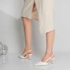 imageMostrin Slingback Kitten Heels for Women Mid Heel Leather Pumps Closed Pointed Toe Stiletto 3 Inch Dress Shoes for Wedding Party Work OfficeWhite
