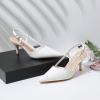 imageMostrin Slingback Kitten Heels for Women Mid Heel Leather Pumps Closed Pointed Toe Stiletto 3 Inch Dress Shoes for Wedding Party Work OfficeWhite