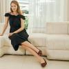 imageMostrin Slingback Kitten Heels for Women Pointed Closed Toe Heels Low Pumps Shoes for Party Work OfficeLeopard Suede