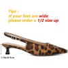 imageMostrin Slingback Kitten Heels for Women Pointed Closed Toe Heels Low Pumps Shoes for Party Work OfficeLeopard Suede