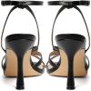 imageMostrin Strappy Heels for Women Lace Up Ankle Strap Round Open Toe Stiletto High Heels Womens Heeled Sandals for Prom Party DailyBlack Bow